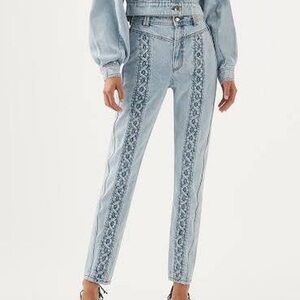 Aje Light Blue Embroidered Women Jeans